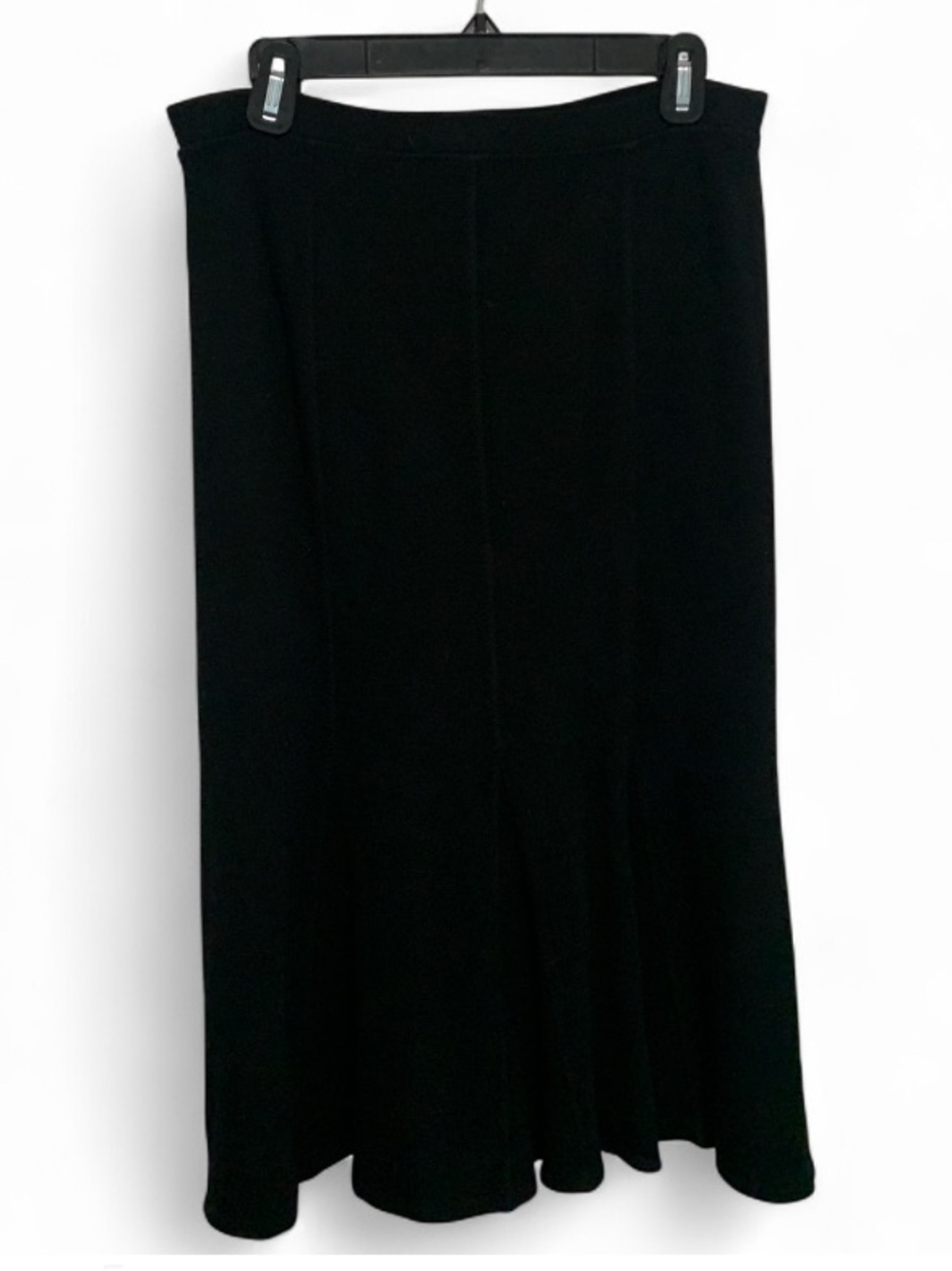 Eileen Fisher Black Wool Blend A-Line Midi Skirt